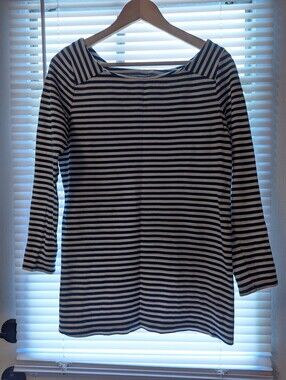 Old Navy Black & White Striped Boatneck Long-Sleeve Maternity Top